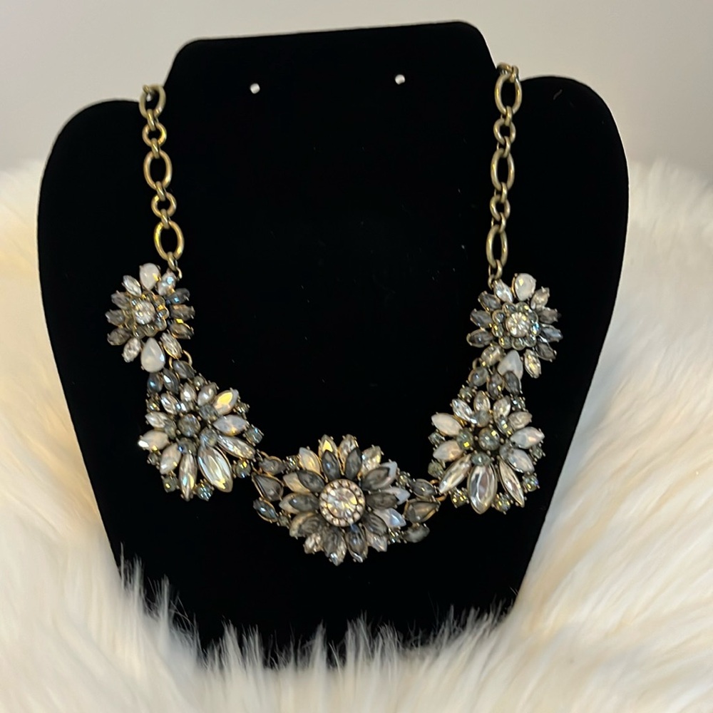 Crystal Statement Necklace Gold Tone
